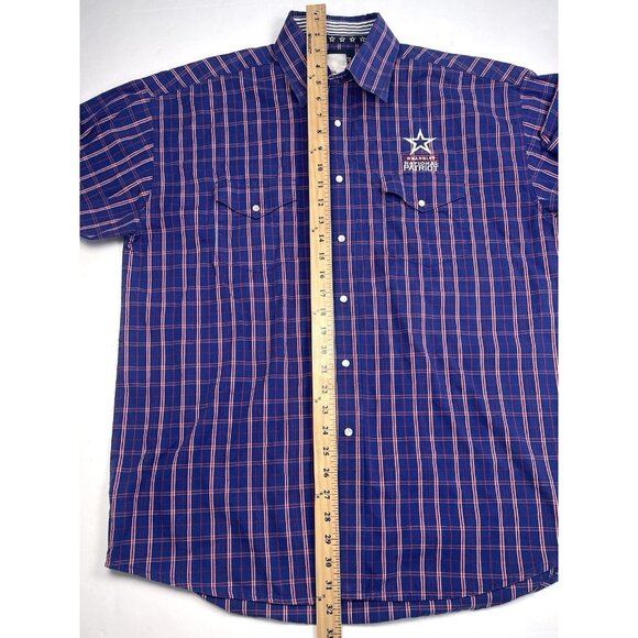 WRANGLER Mens XL Red White Blue National Patriot Pearl Snap Western SHIRT EUC - Picture 6 of 8